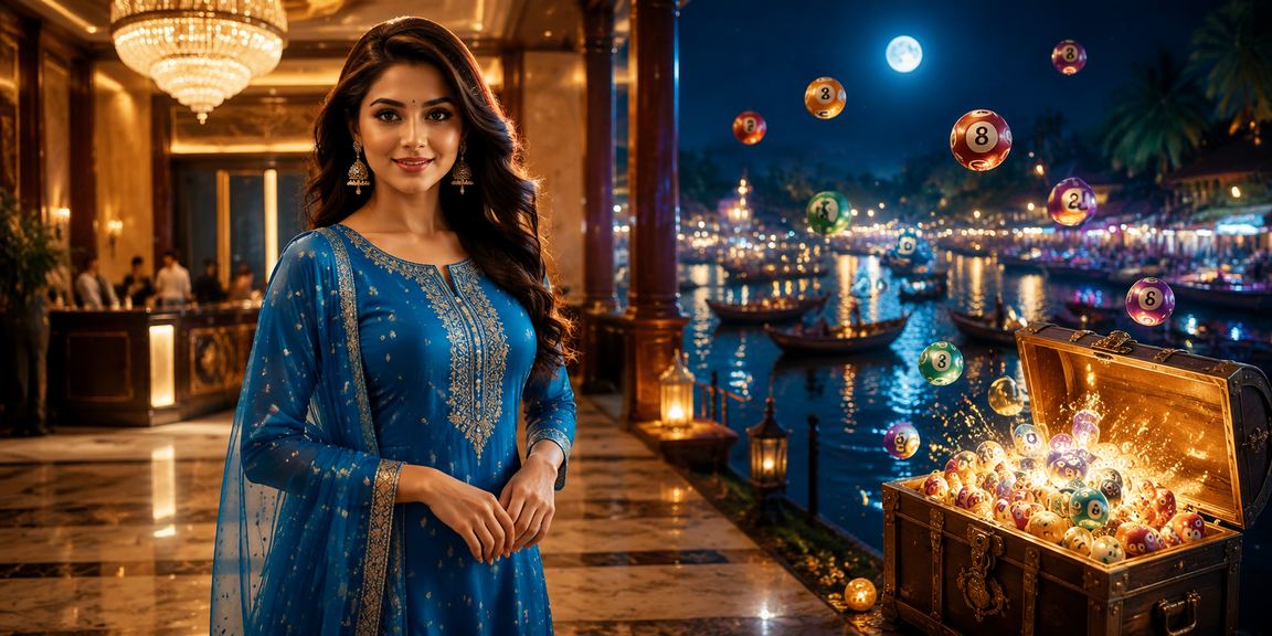 বাড়িশালে লটারি খেলার দৃশ্য, লাল সালোয়ার কামিজে মহিলা